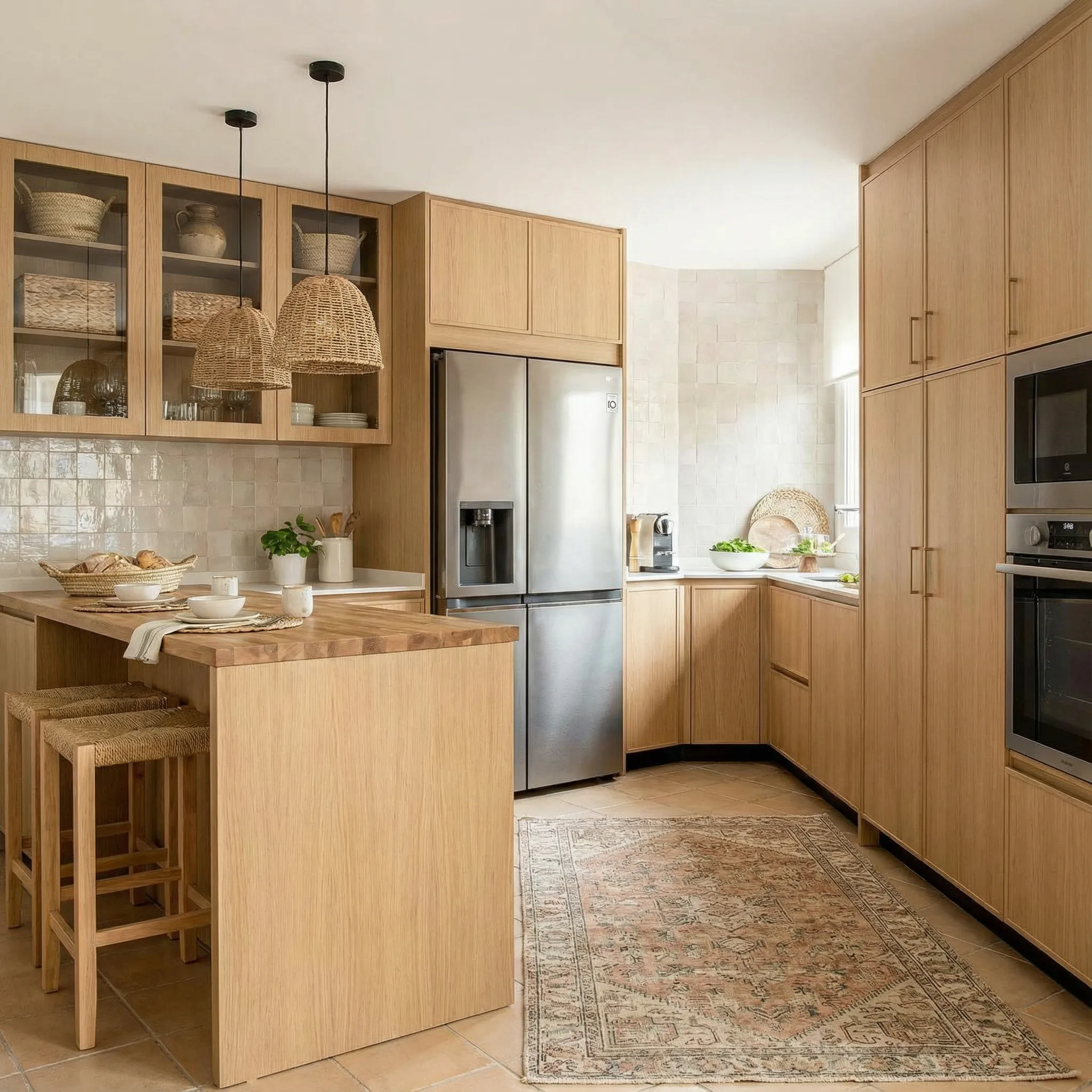Cocina con isla reformada por Reformas Habitus